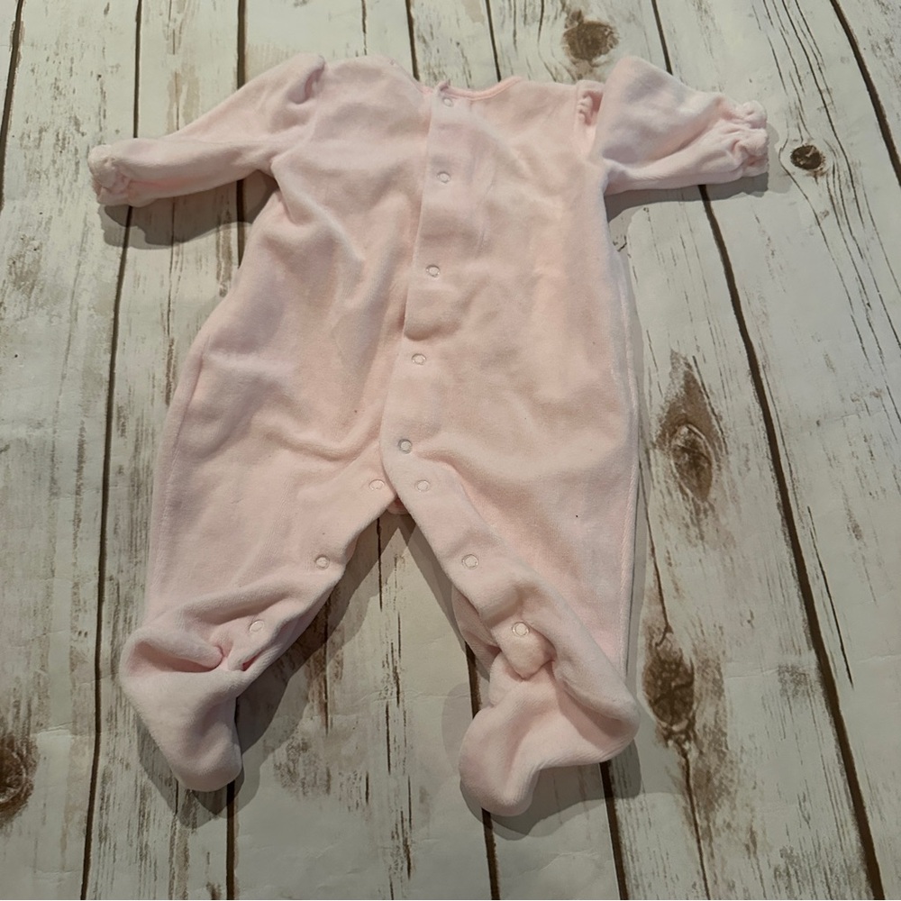 Kissy kissy pink velour sleeper guc spot nb - Picture 6 of 8